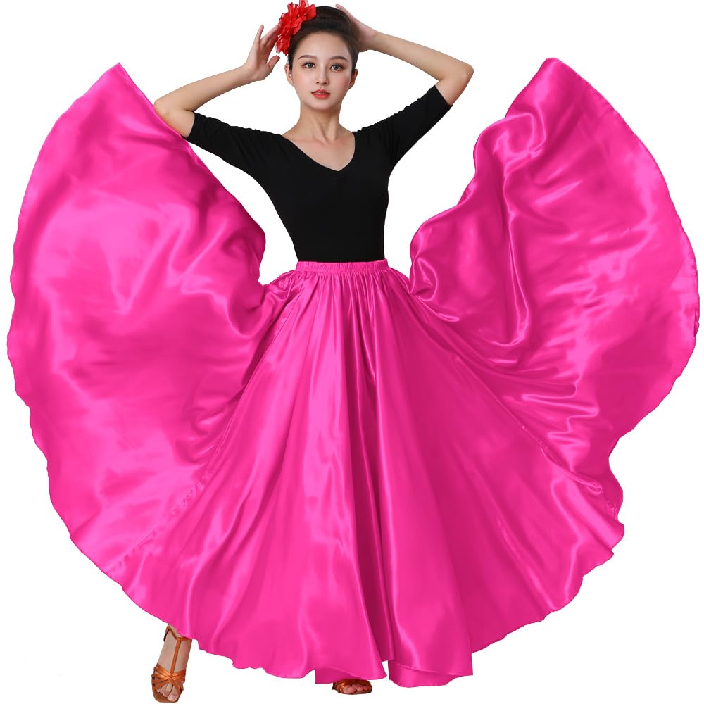 Womens Full Flowy Ankle Length Retro Long Maxi Tea Dance Skirt
