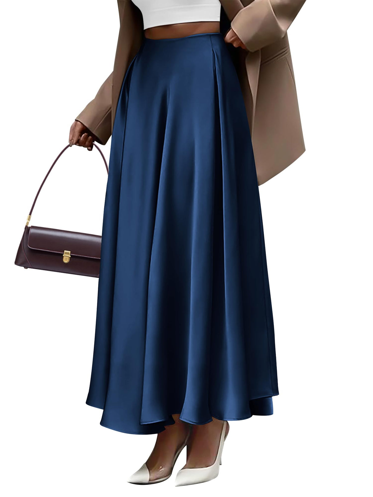 BTFBM Satin Maxi Skirts for Women Fall 2026