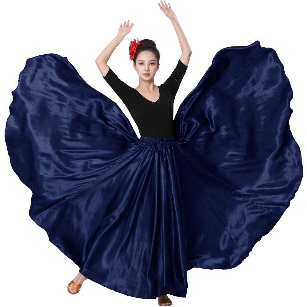 Womens Full Flowy Ankle Length Retro Long Maxi Tea Dance Skirt