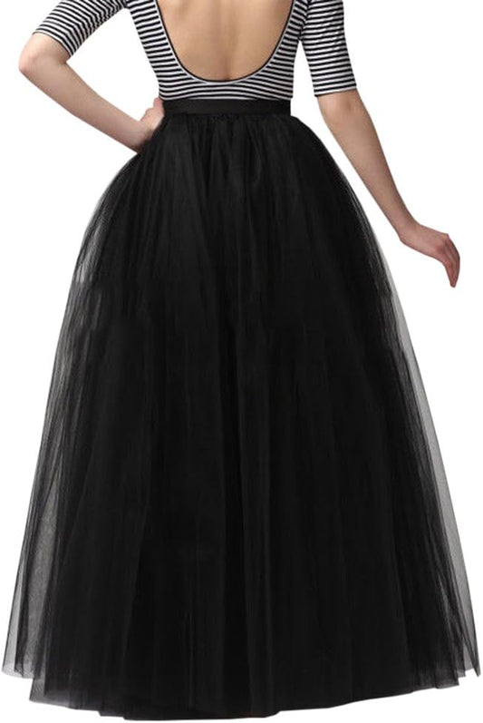 WDPL Wedding Planning A-line Maxi Long Tulle Skirt for Women Foor Length Evening Party Skirts