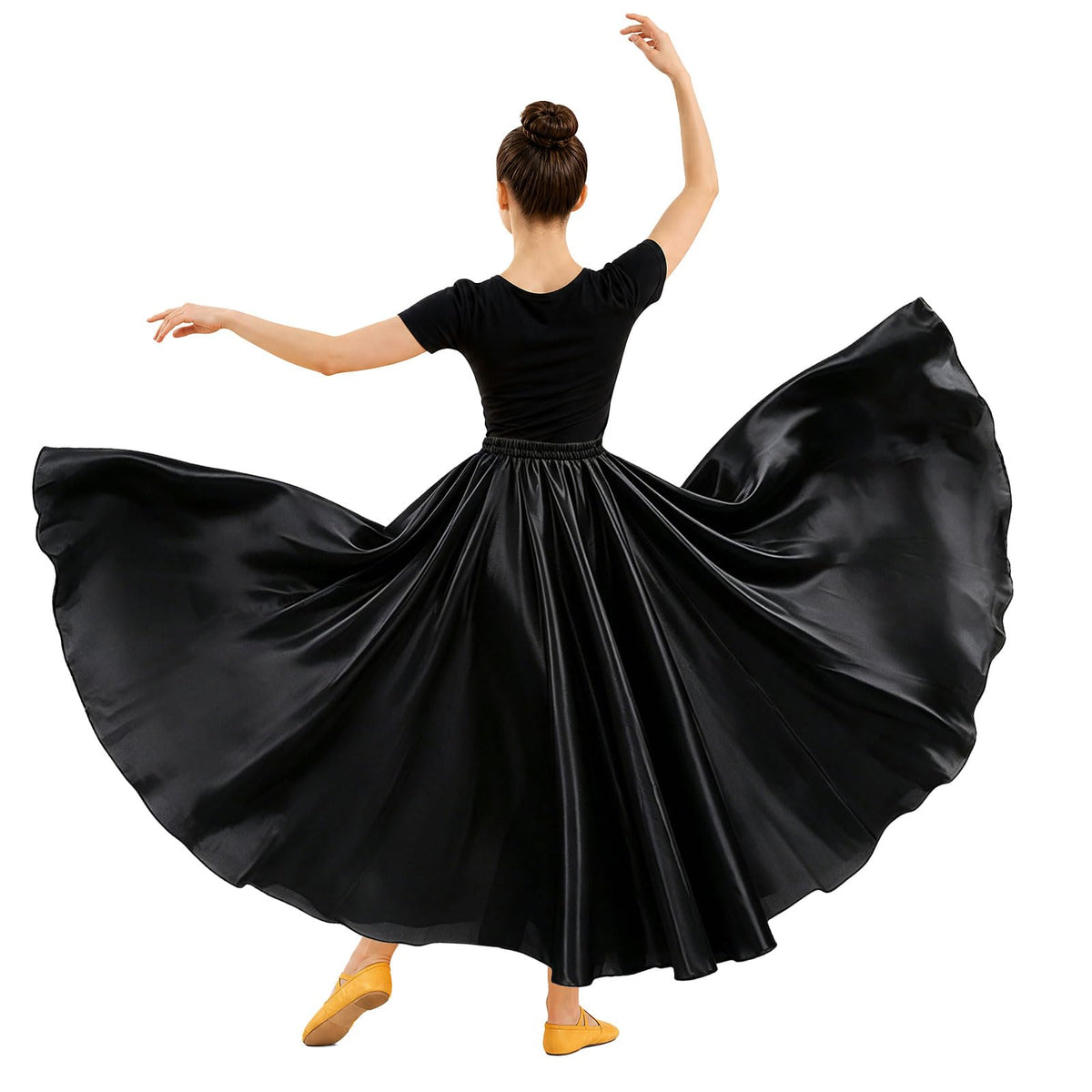 Womens Satin Long Maxi Dance Skirt with 360 & 540 Degrees for Performance Daily Wear
