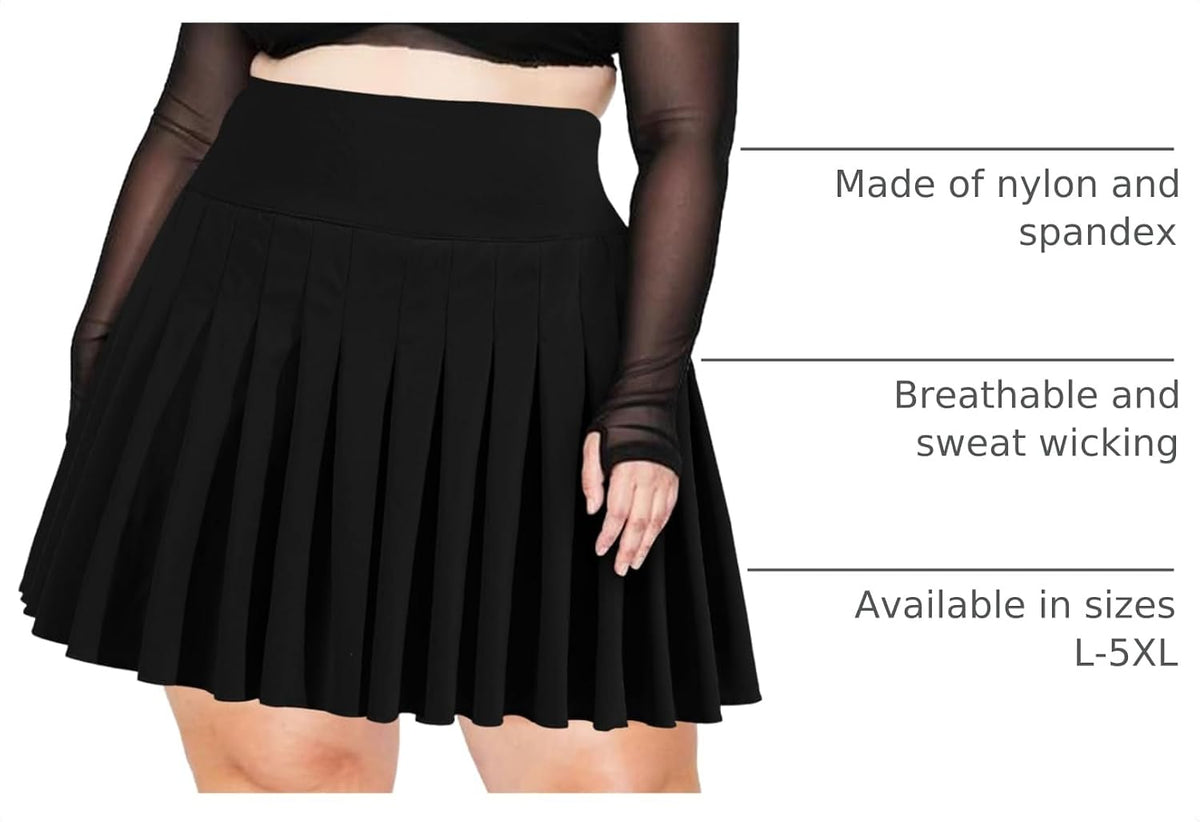 Moon Wood Women's Plus Size Pleated Tennis Skirt with Shorts High Waisted Lightweight Athletic Golf Skorts Workout Skirts