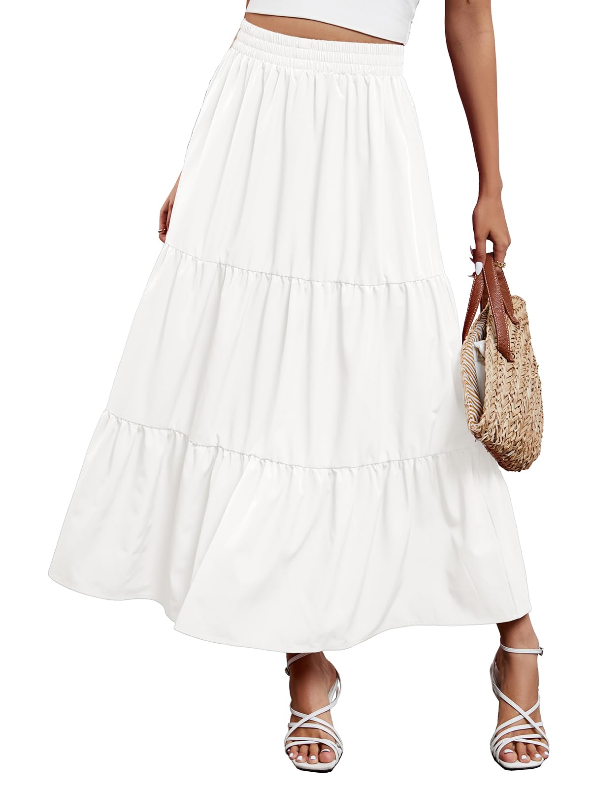Arolina Maxi Skirts for Women Summer Boho Flowy Tiered Long Beach Skirt