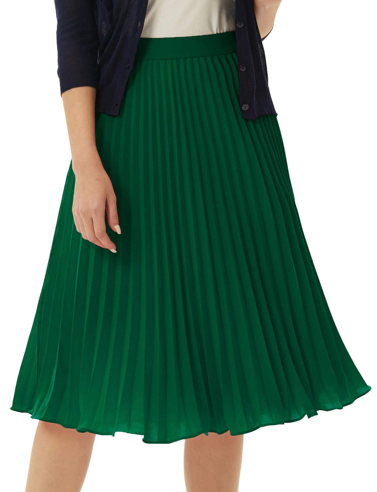 GRACE KARIN Pleated Midi Skirt for Women Chiffon A-Line Outfits