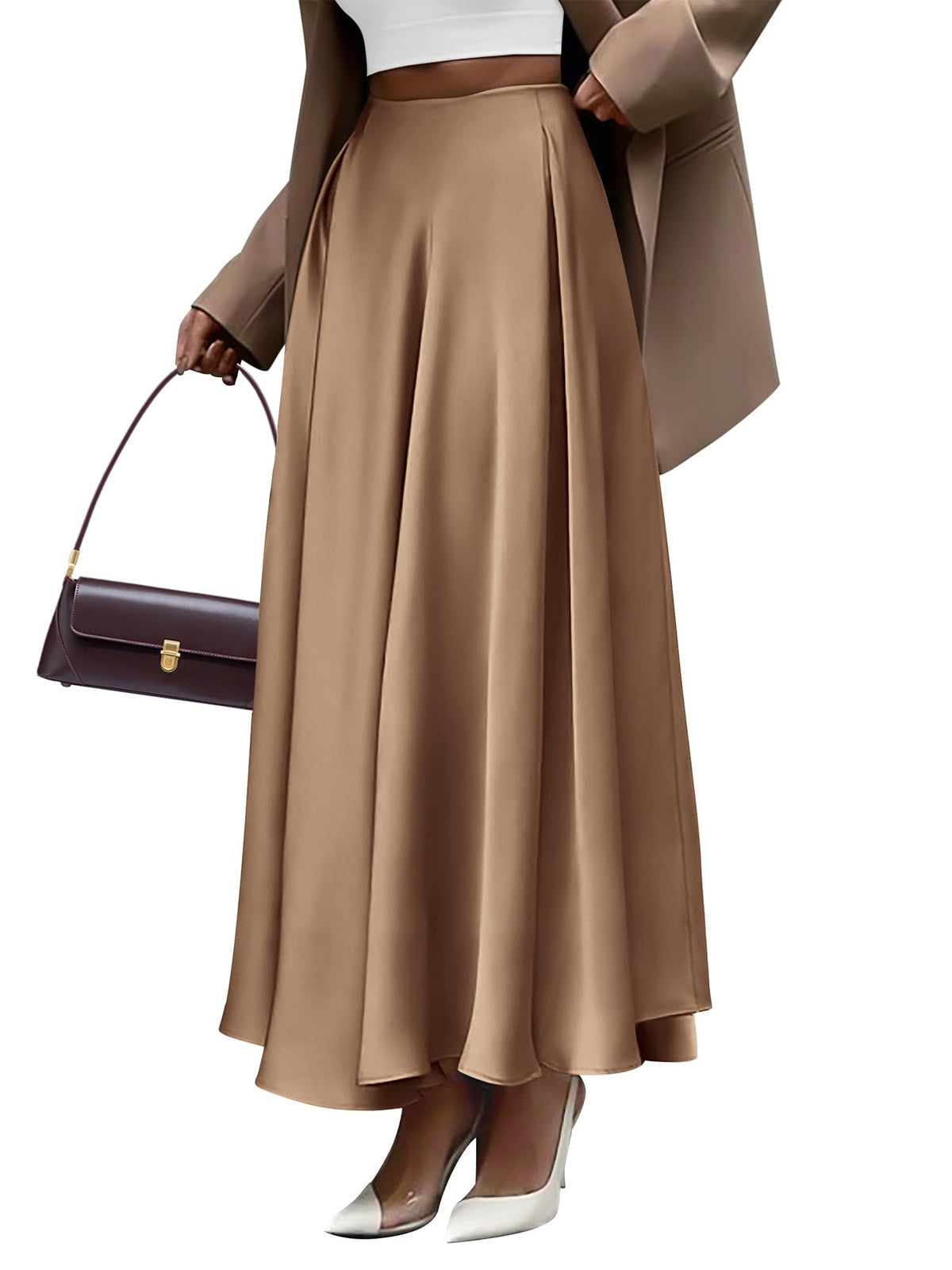 BTFBM Satin Maxi Skirts for Women Fall 2026