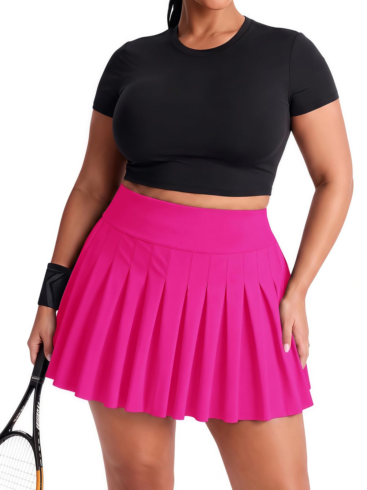 Moon Wood Women's Plus Size Pleated Tennis Skirt with Shorts High Waisted Lightweight Athletic Golf Skorts Workout Skirts