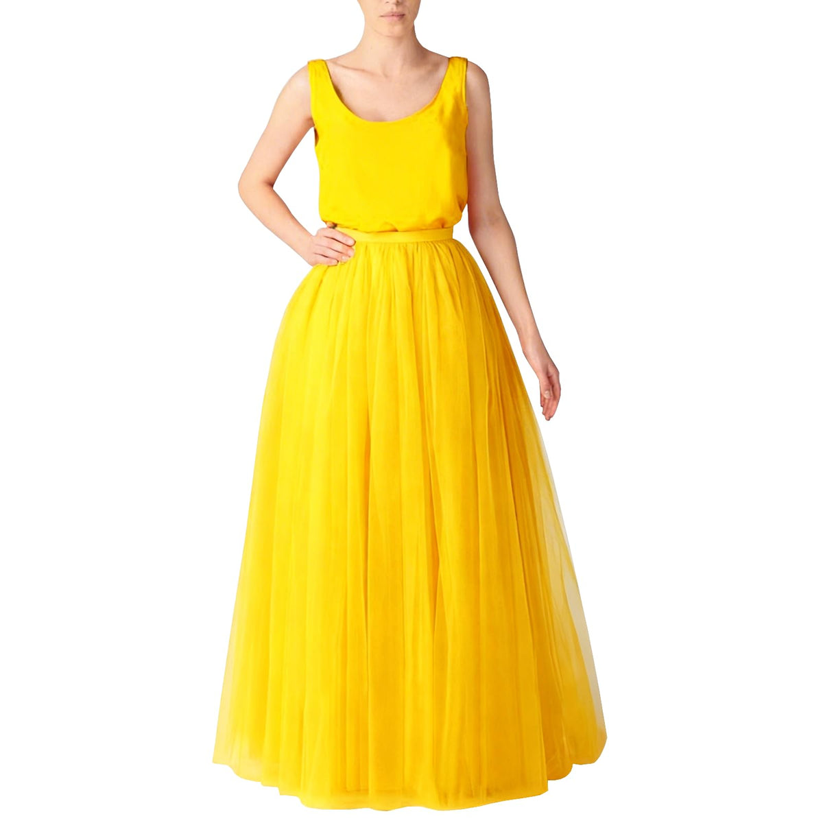 WDPL Wedding Planning A-line Maxi Long Tulle Skirt for Women Foor Length Evening Party Skirts