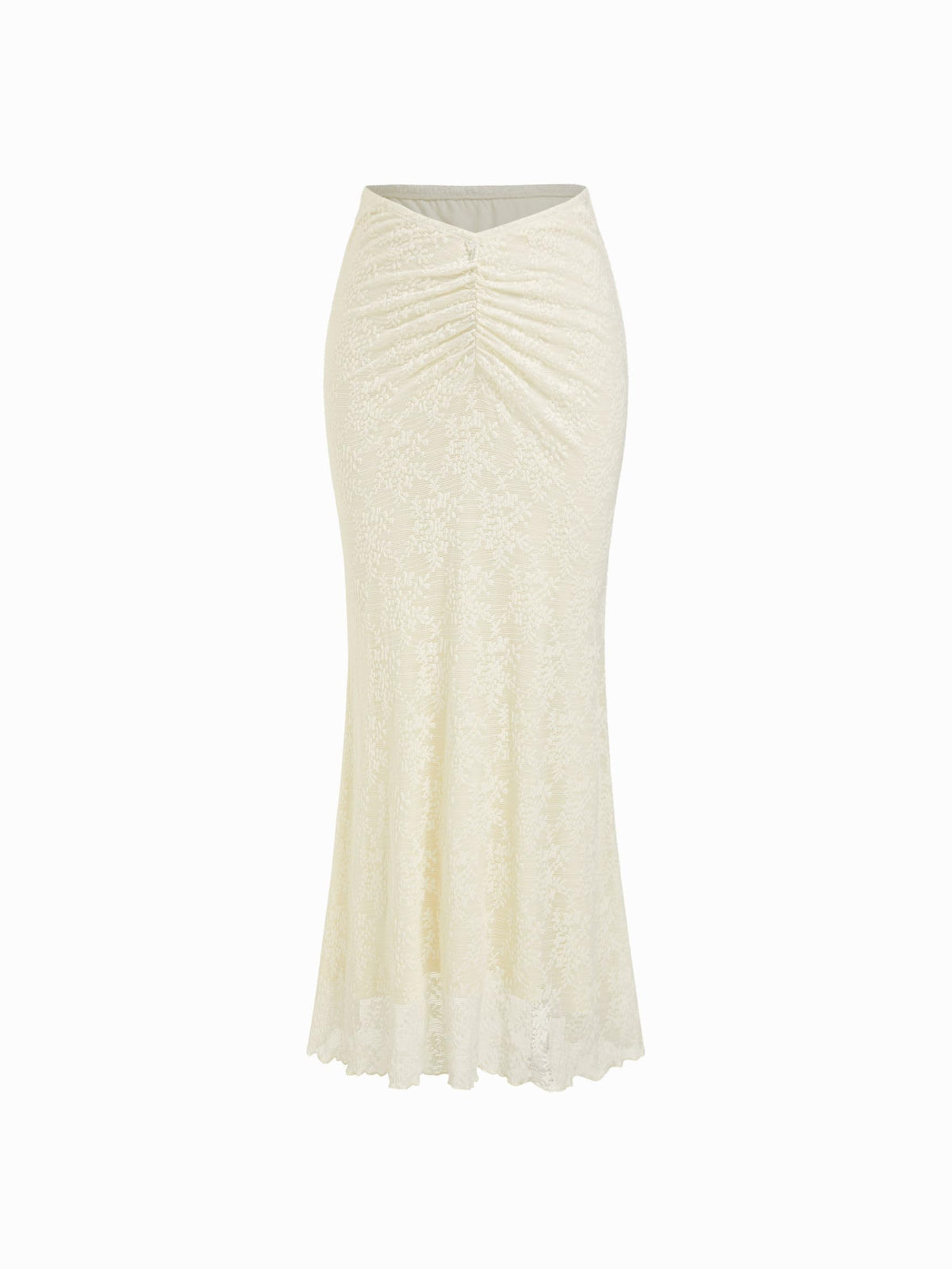 CIDER Maxi Skirts for Women Floral Lace Ruched Bodycon Mesh Skirt Boho Going Out Date Night Summer Outfit