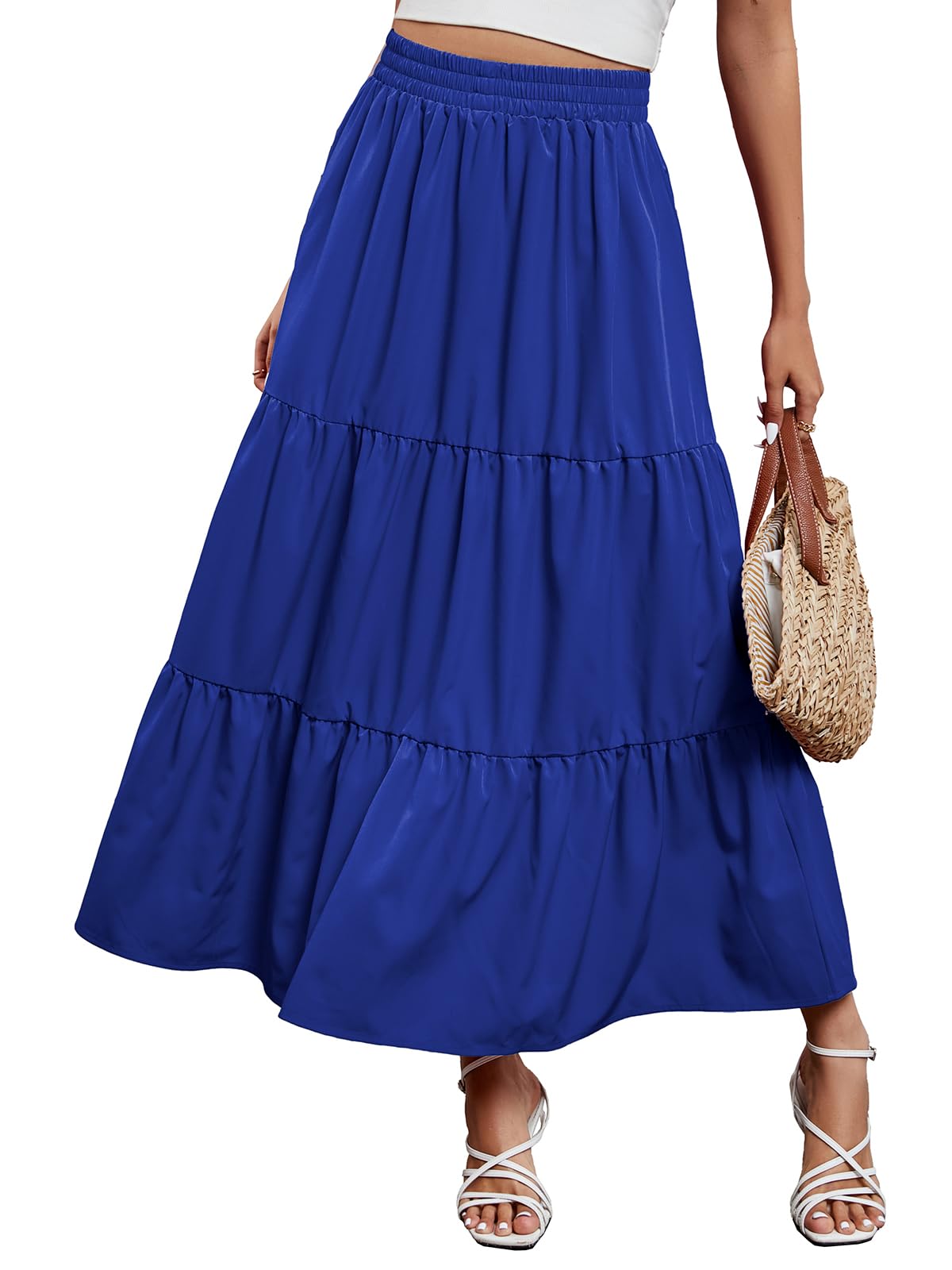 Arolina Maxi Skirts for Women Summer Boho Flowy Tiered Long Beach Skirt