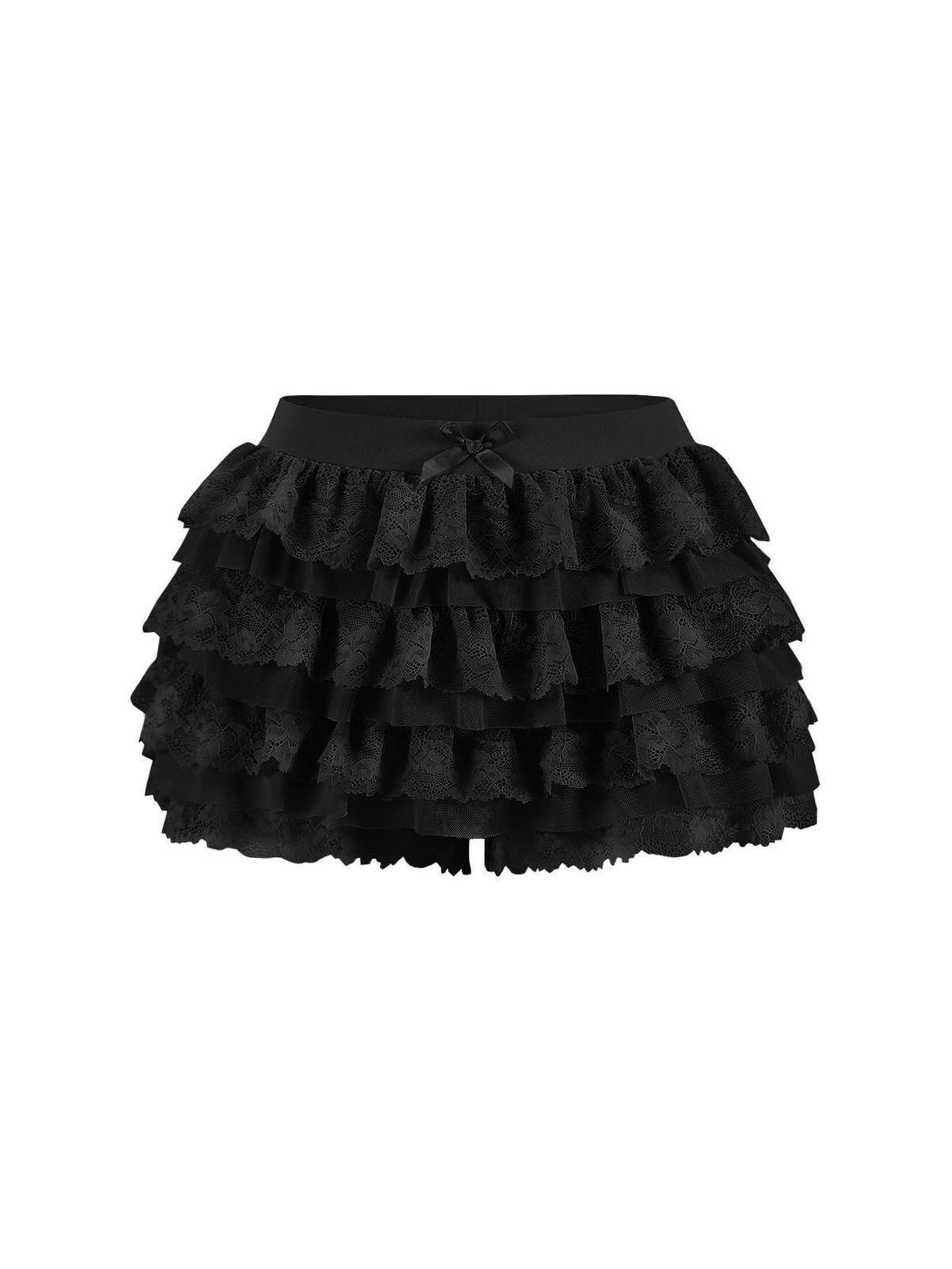 Women Y2K Lace Multi-Layered Bloomers Lolita Ruffle Shorts Cute Mini Skirt