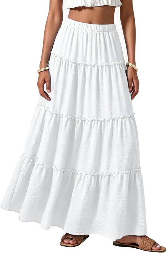 Long Maxi Flowy Skirt for Women Summer Bohemian Outfits
