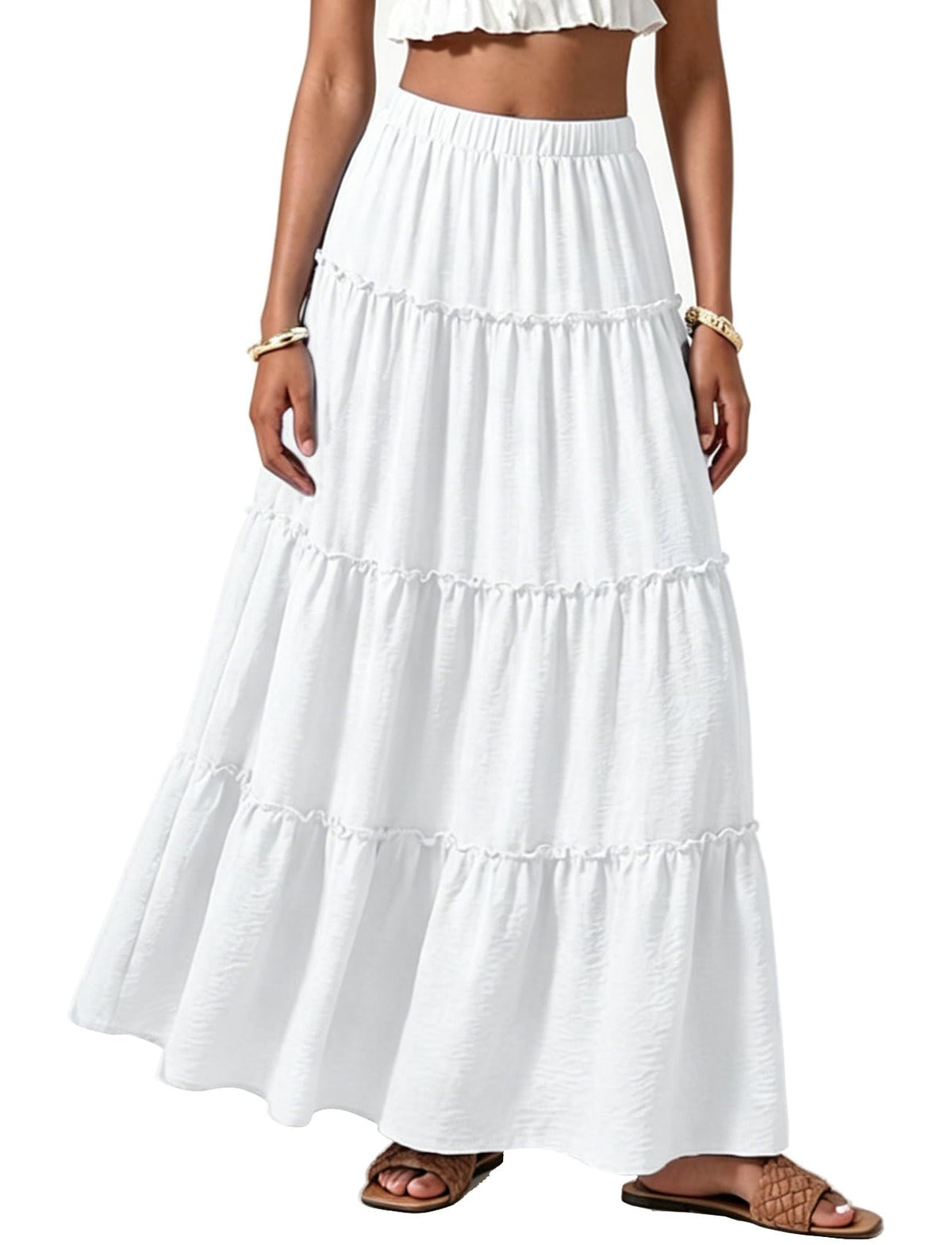 Long Maxi Flowy Skirt for Women Summer Bohemian Outfits