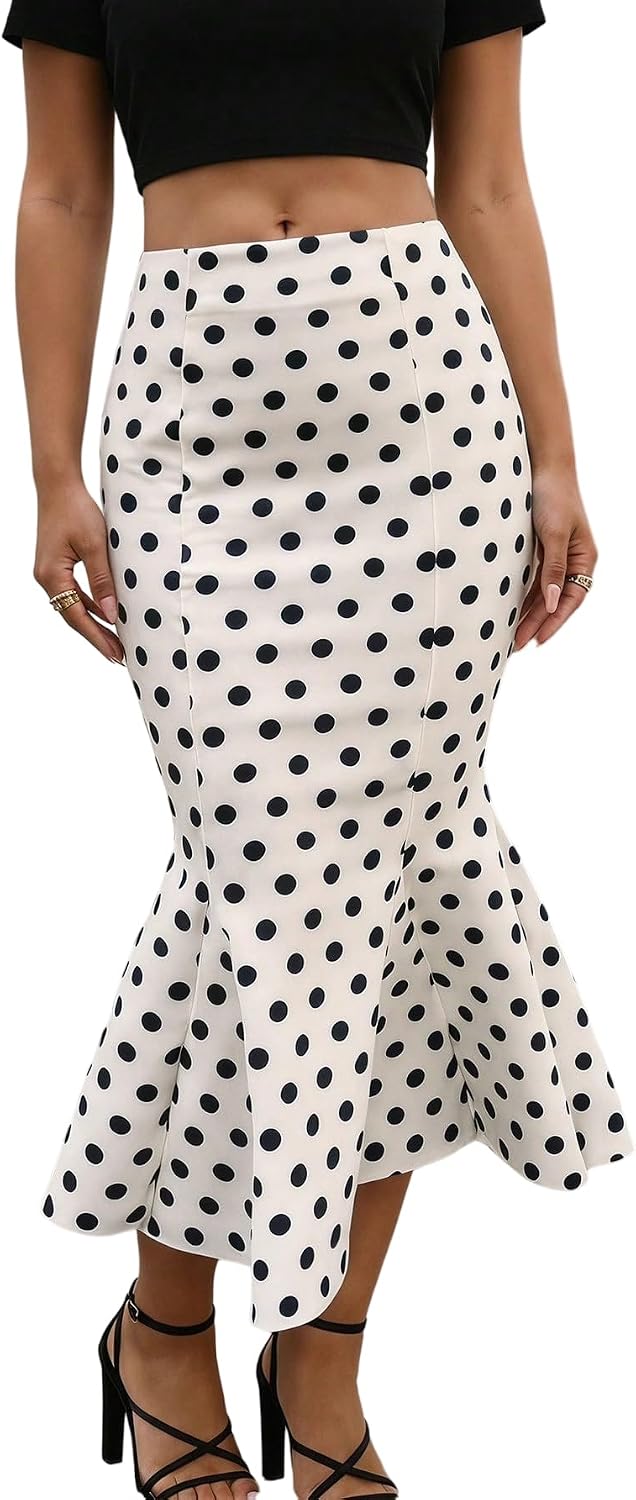 GORGLITTER Women's Ruffle Maxi Pencil Skirts High Waisted Long Skirt