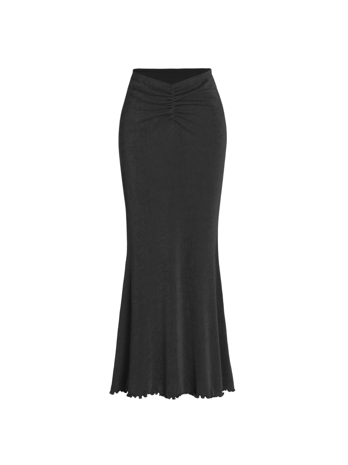 CIDER High Waist Skirts for Women Mermaid Skirt Fishtail Ruched Bodycon Long Maxi Skirt Lettuce Trim Stretchy