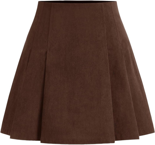CIDER Womens Corduroy Mid Rise Pleated Mini Skirt