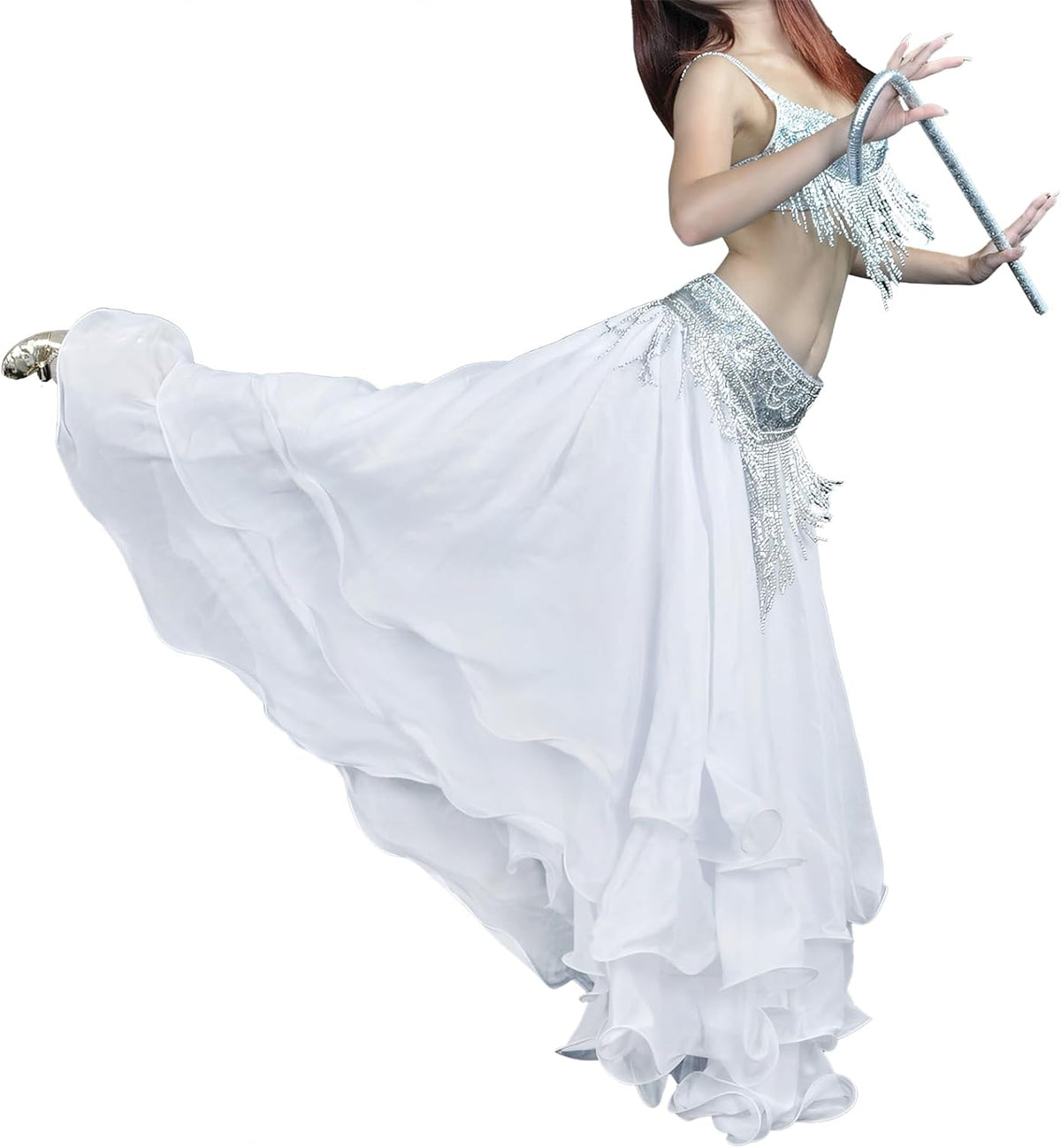 Belly Dance Skirt Halloween Tribal Chiffon Tiered Maxi Full