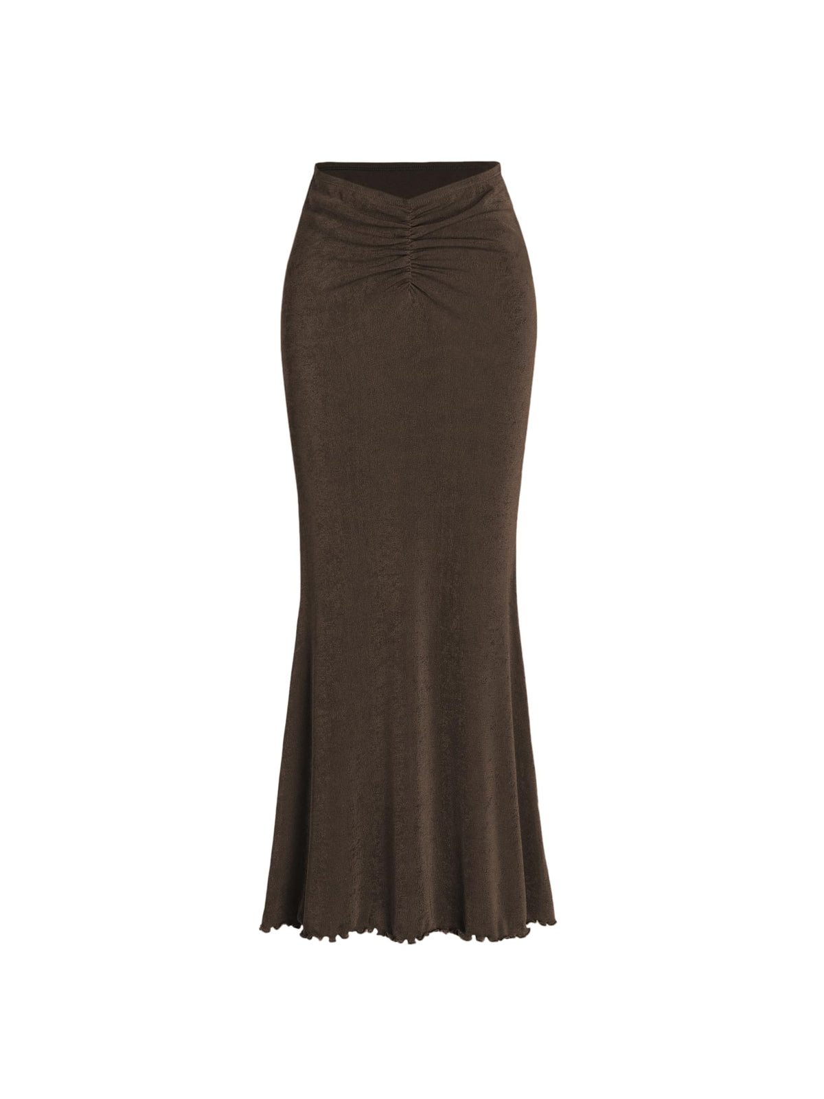 CIDER High Waist Skirts for Women Mermaid Skirt Fishtail Ruched Bodycon Long Maxi Skirt Lettuce Trim Stretchy