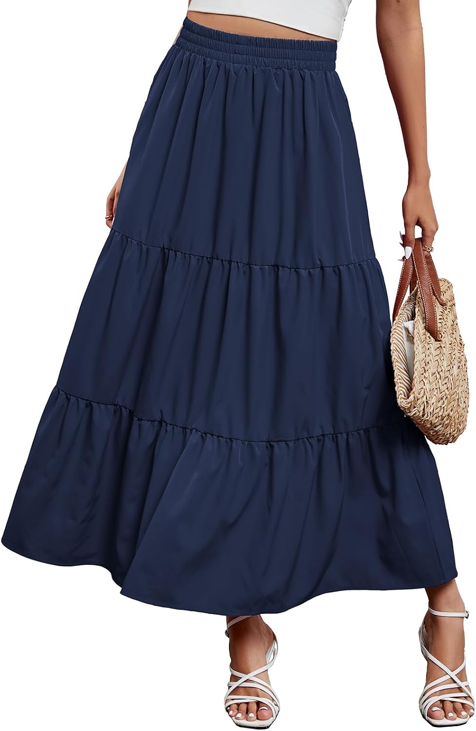 Arolina Maxi Skirts for Women Summer Boho Flowy Tiered Long Beach Skirt