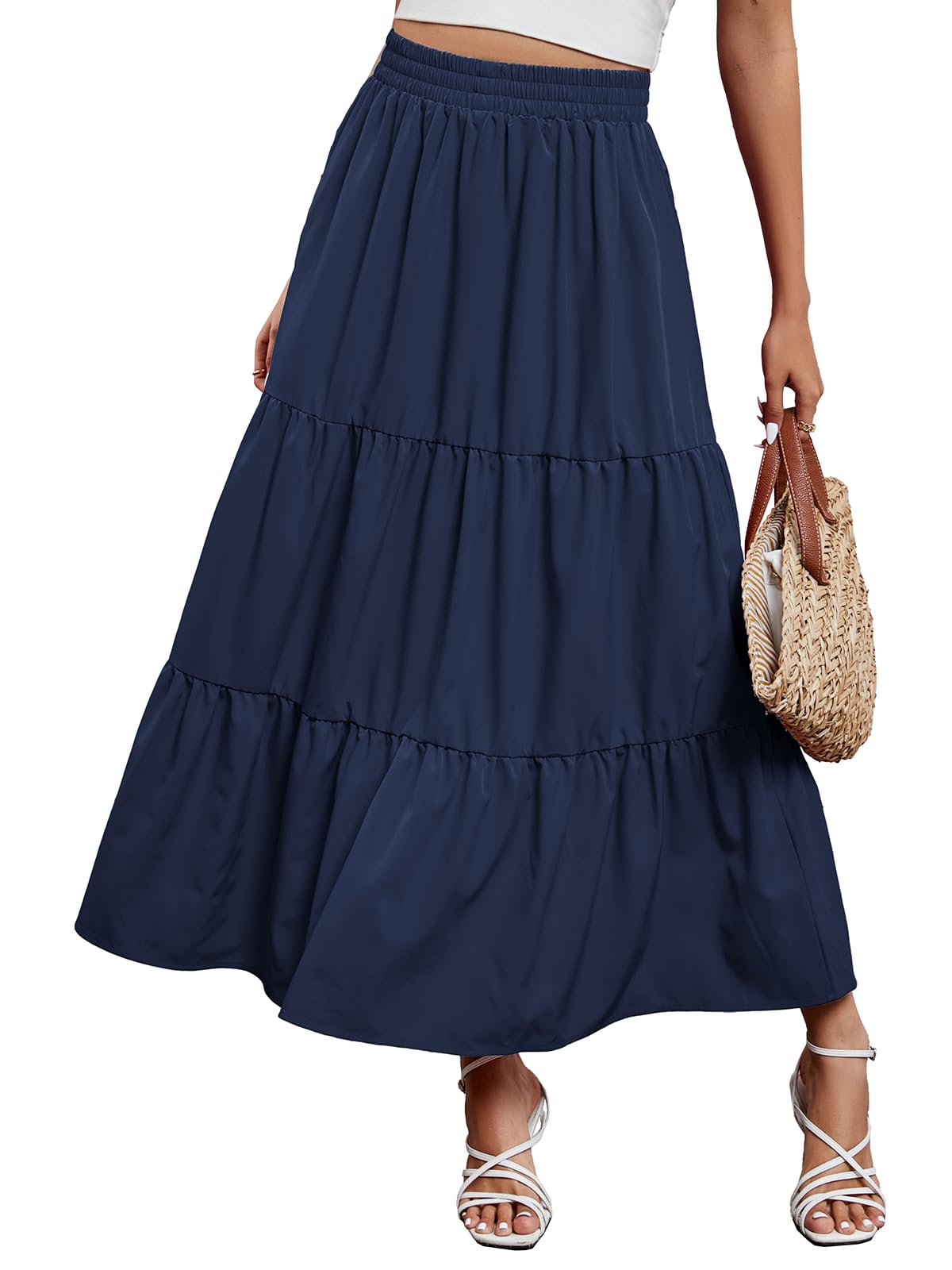Arolina Maxi Skirts for Women Summer Boho Flowy Tiered Long Beach Skirt