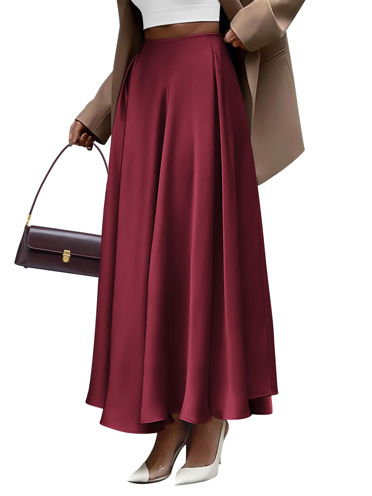 BTFBM Satin Maxi Skirts for Women Fall 2026