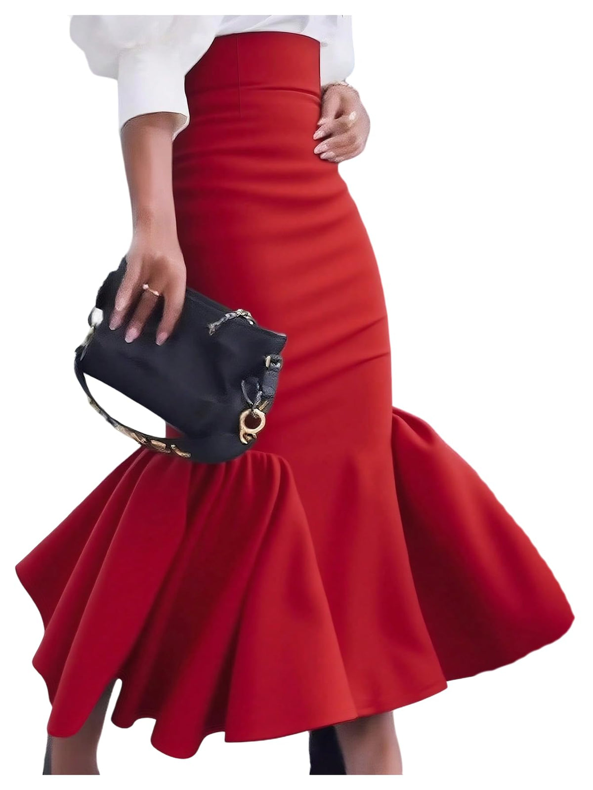 GORGLITTER Women's Ruffle Maxi Pencil Skirts High Waisted Long Skirt