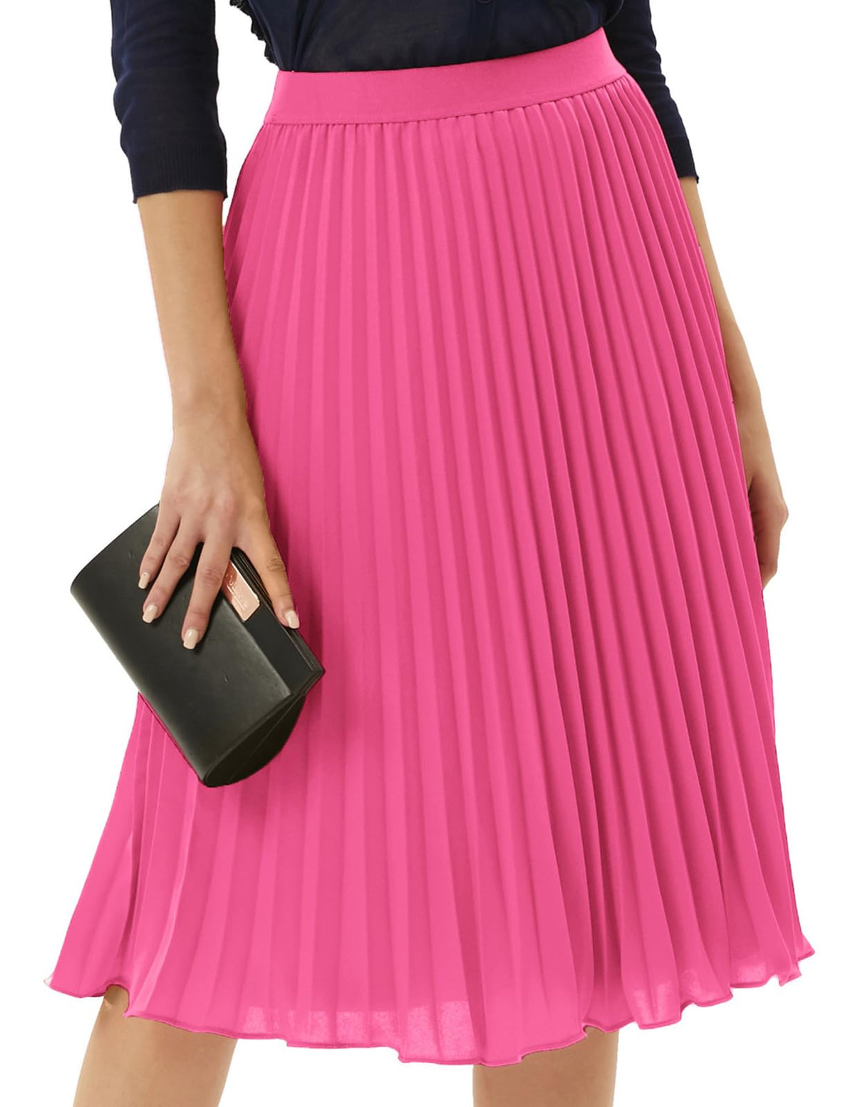 GRACE KARIN Pleated Midi Skirt for Women Chiffon A-Line Outfits