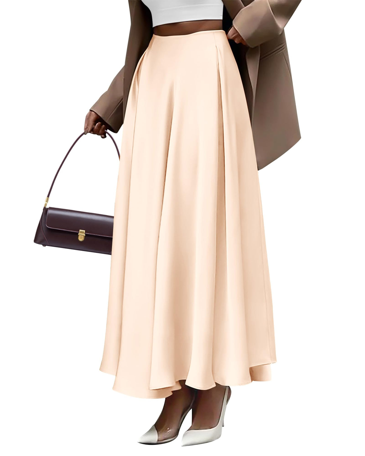 BTFBM Satin Maxi Skirts for Women Fall 2026