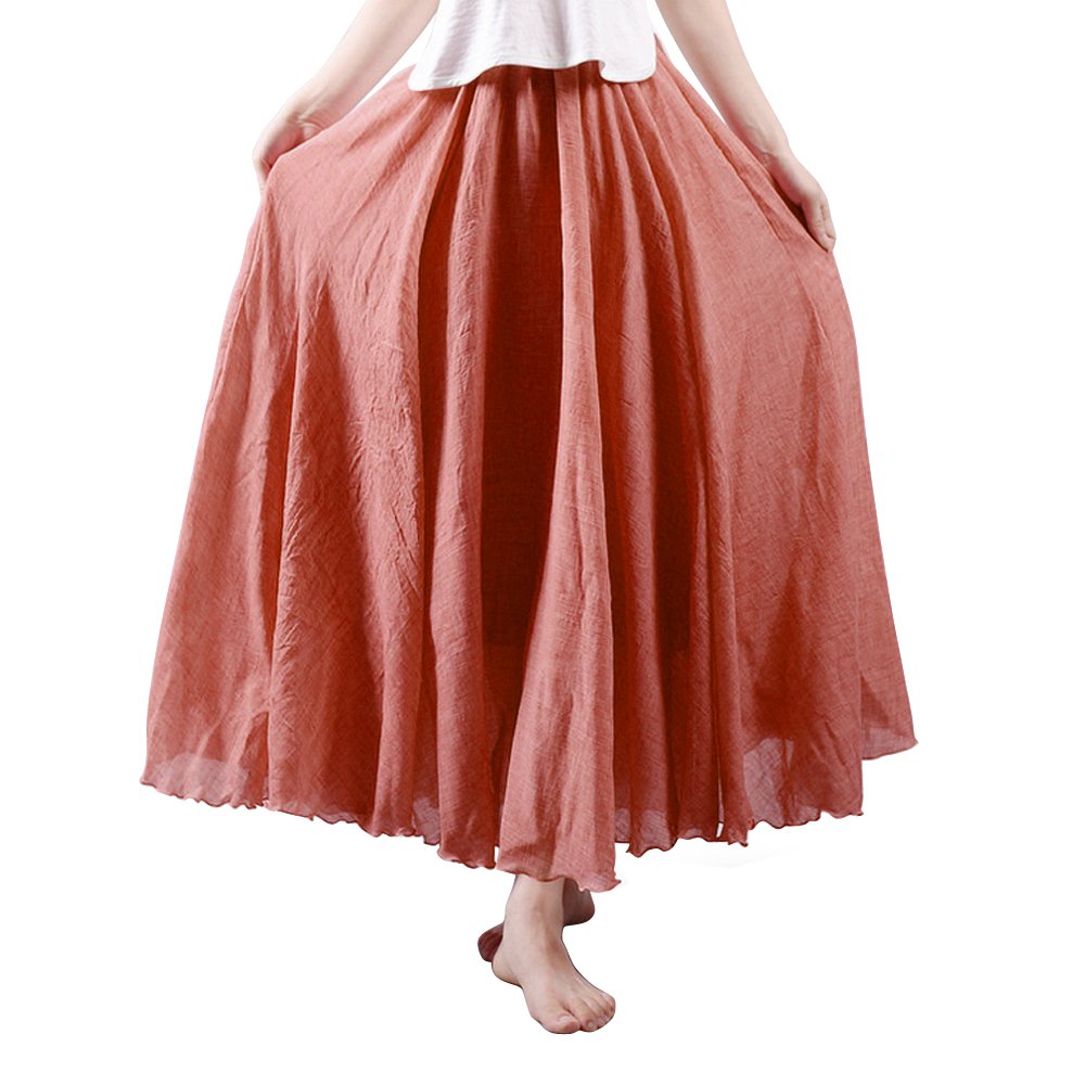 OCHENTA Boho Cotton Maxi Skirts Flowy Long A Line Skirt for Women S-L&Girls