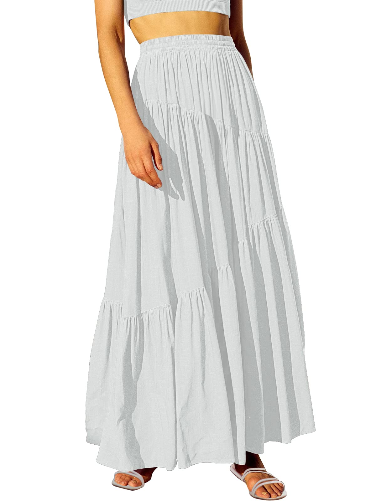 ANRABESS Women’s Summer Boho Flowy Maxi Skirts with Pockets