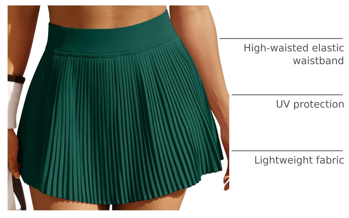 Heathyoga Pleated Tennis Skirts for Women High Waisted Athletic Skorts for Woman with Pockets Tummy Control Golf Skirts