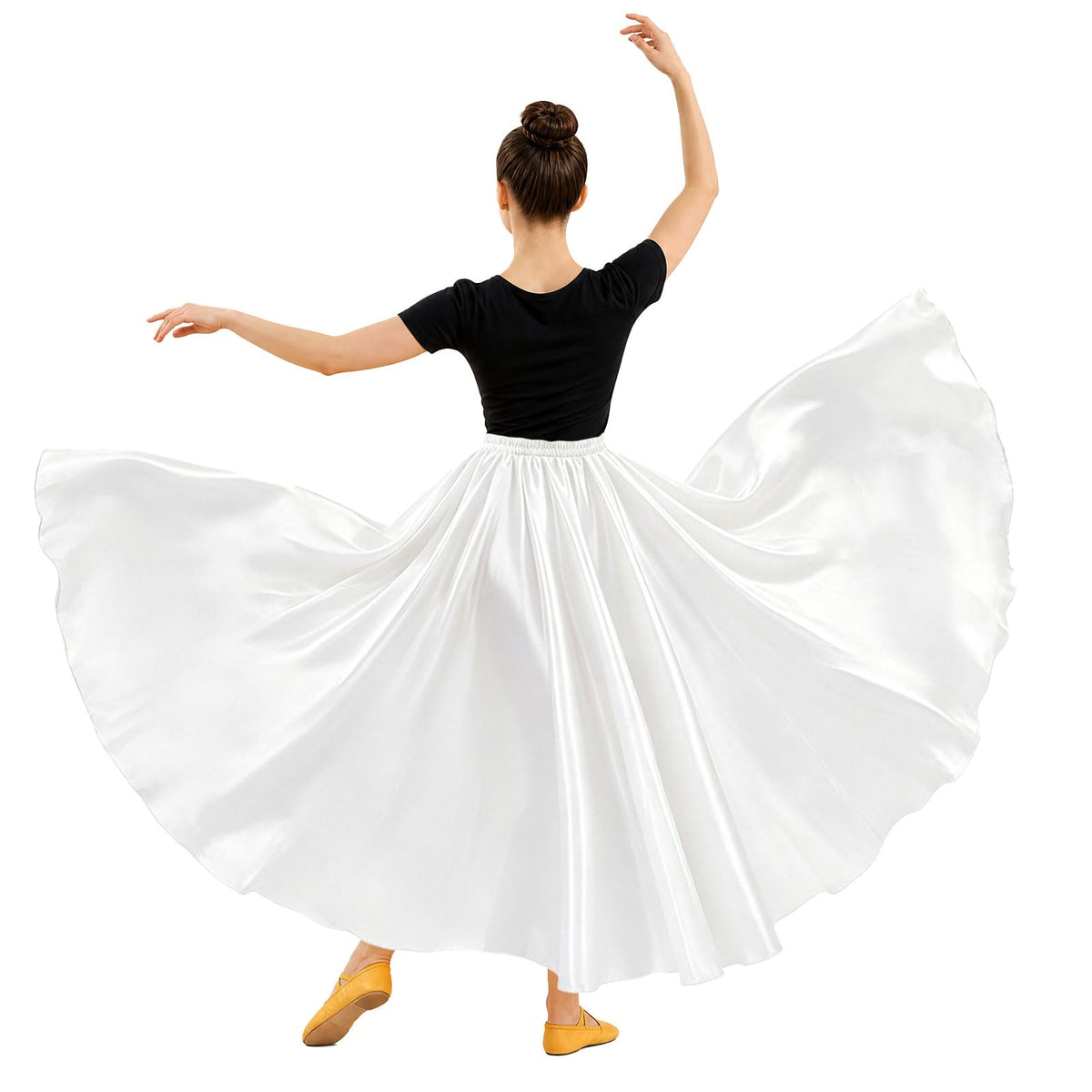 Womens Satin Long Maxi Dance Skirt with 360 & 540 Degrees for Performance Daily Wear