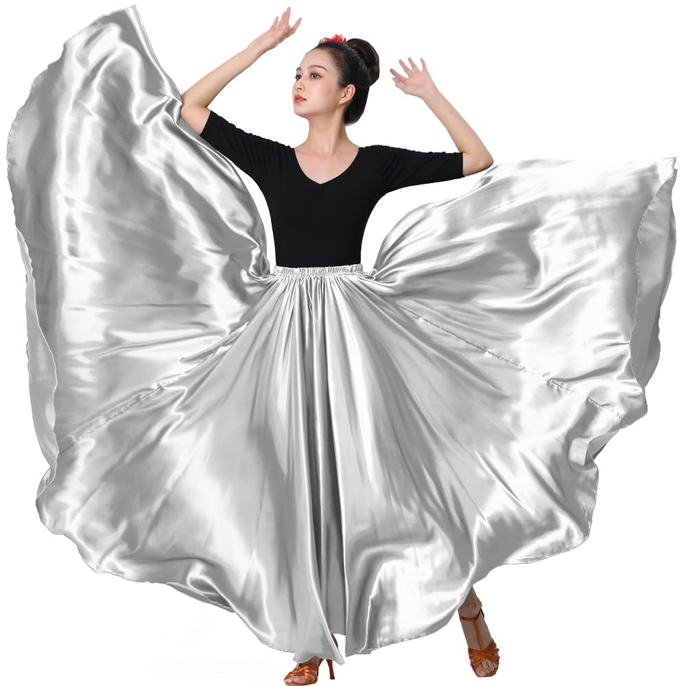 Womens Full Flowy Ankle Length Retro Long Maxi Tea Dance Skirt