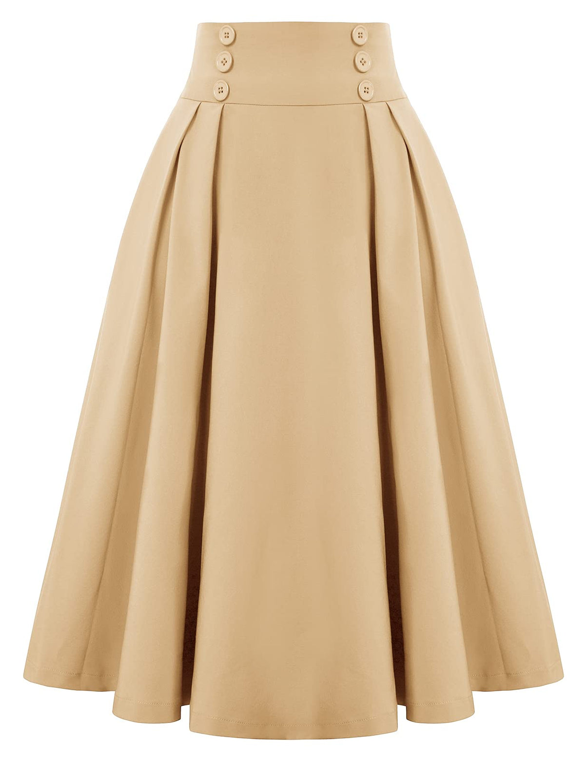 Belle Poque Women's Midi Pleated A-Line Skirts Pockets