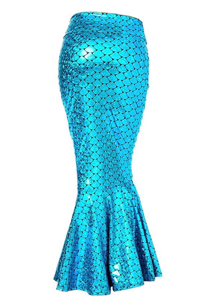 917 - Plus Size Faux Leather Pleated High Waist Maxi Mermaid Skirt