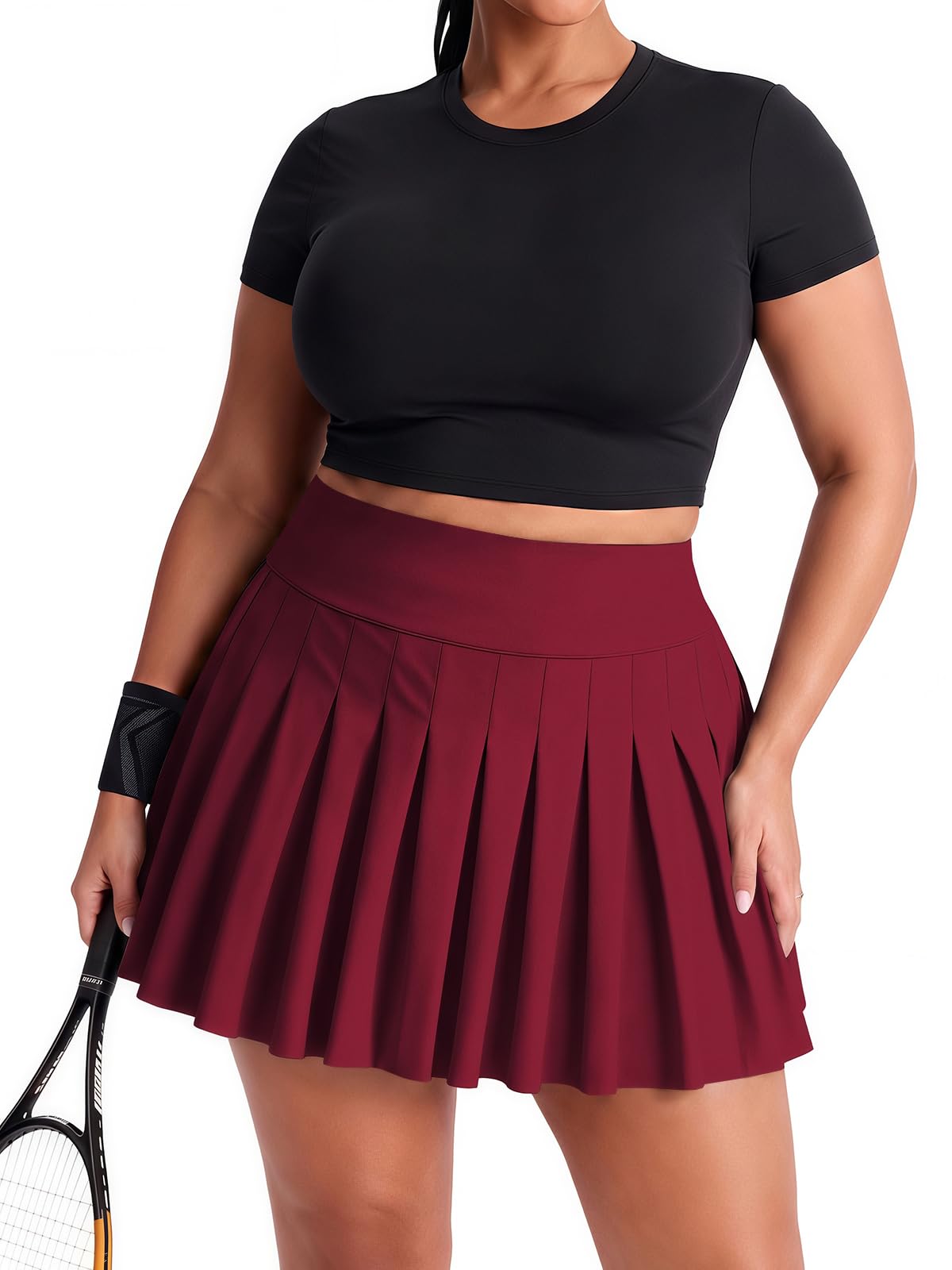 Moon Wood Women's Plus Size Pleated Tennis Skirt with Shorts High Waisted Lightweight Athletic Golf Skorts Workout Skirts