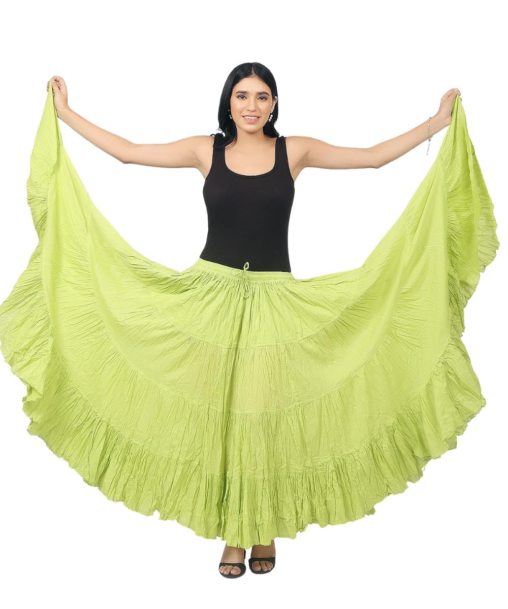 Wevez® Women's Plus Size Maxi Skirt Gypsy 25 Yard Long Flowy Solid Color Cotton Renaissance Skirt