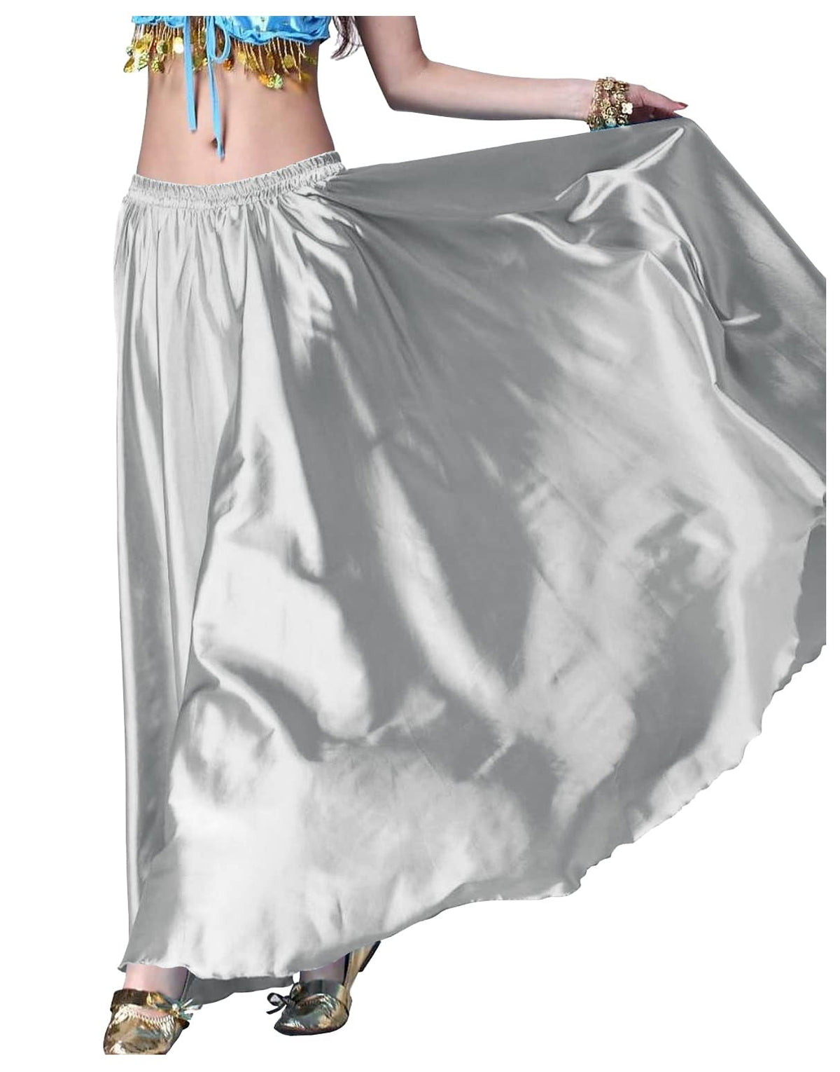 Indian Trendy Women's Satin Full Circle Swing Halloween Belly Dance Tribal Skirt