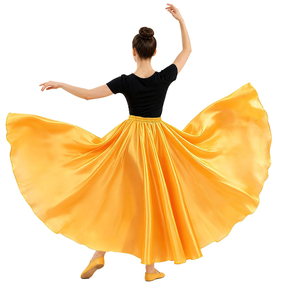 Womens Satin Long Maxi Dance Skirt with 360 & 540 Degrees for Performance Daily Wear