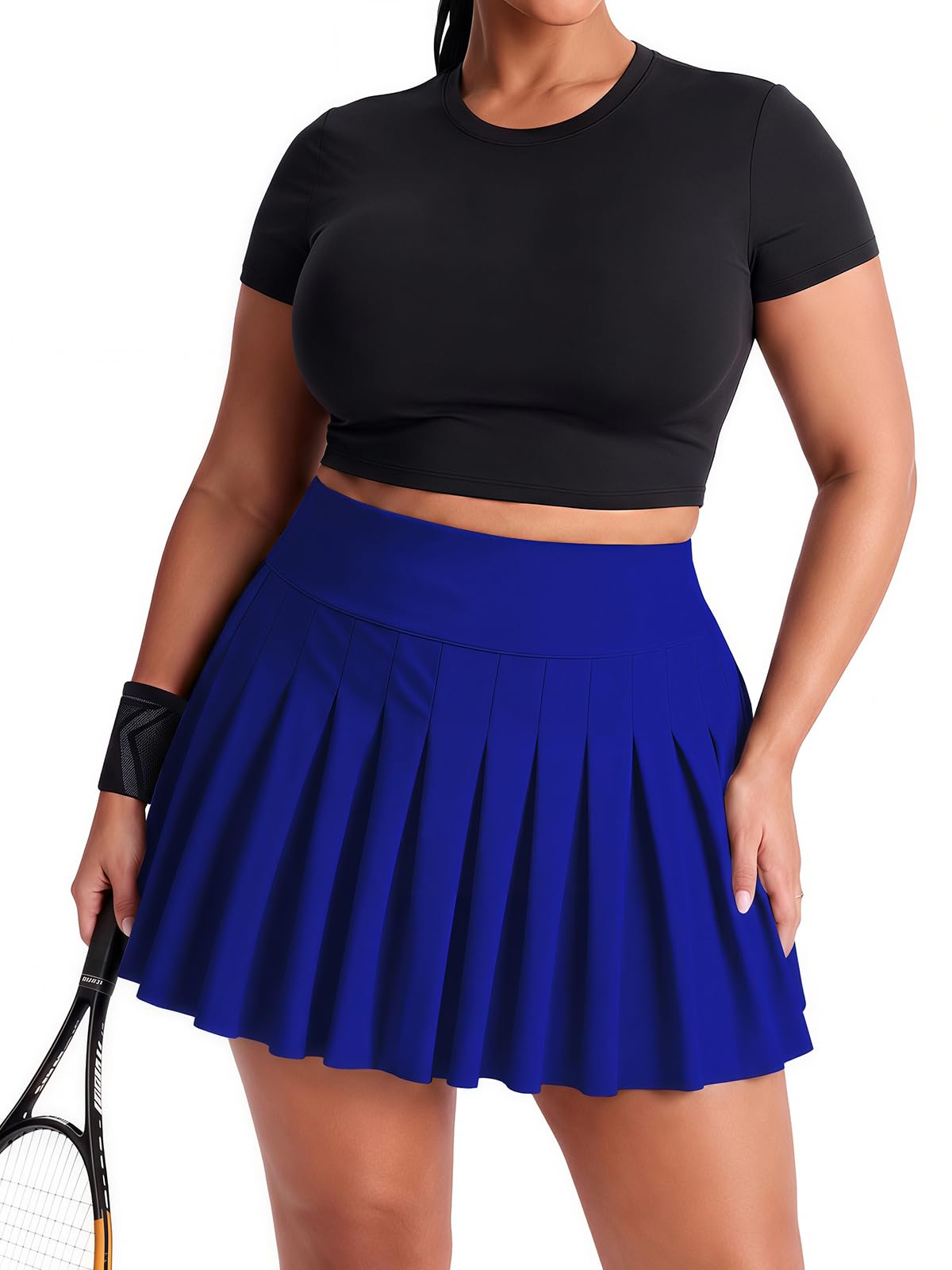 Moon Wood Women's Plus Size Pleated Tennis Skirt with Shorts High Waisted Lightweight Athletic Golf Skorts Workout Skirts
