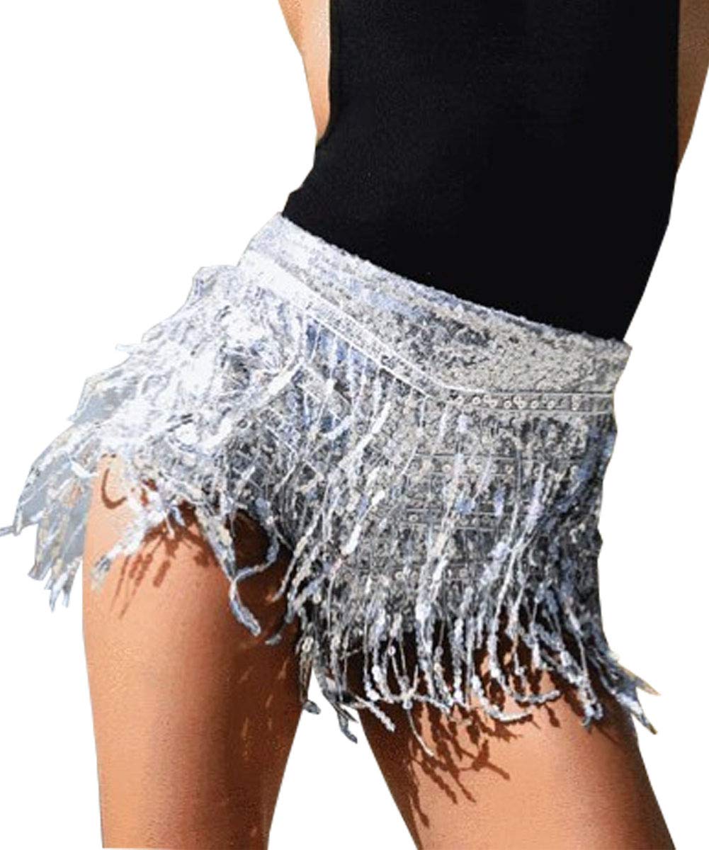 Women's Sequins Tassel Skirts Shorts Booty Dance Festival Bottoms