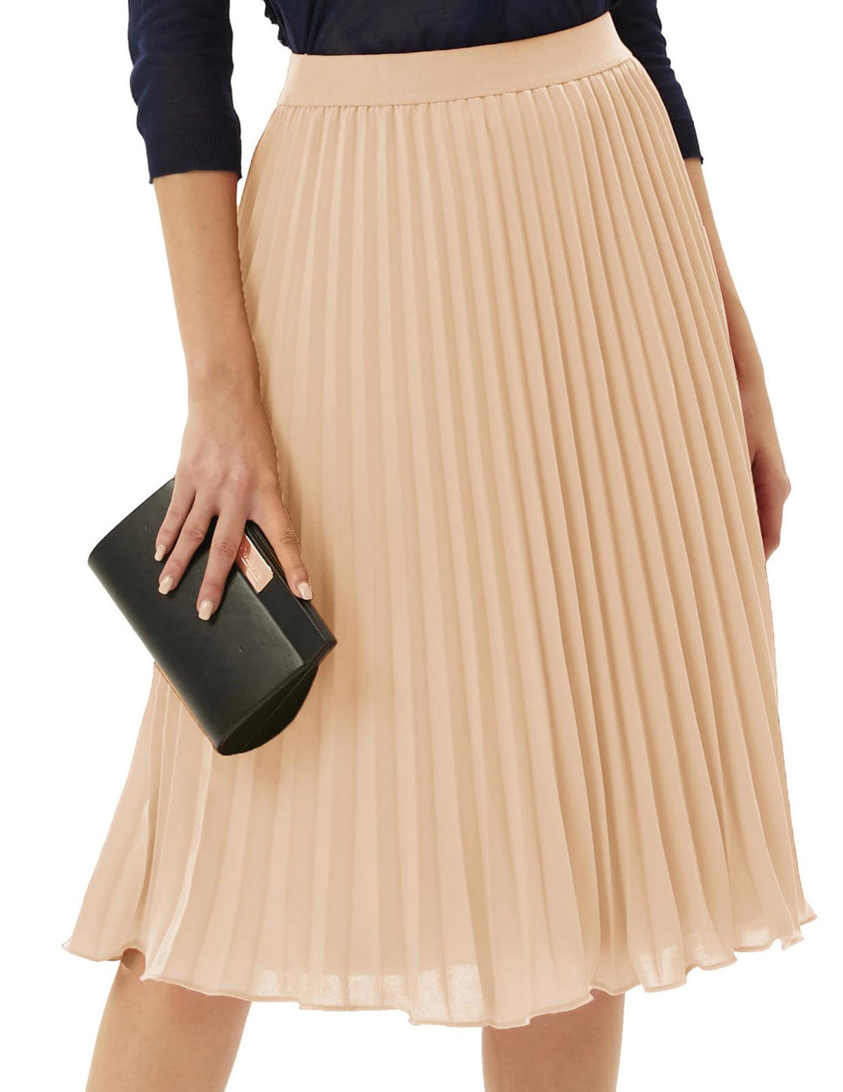 GRACE KARIN Pleated Midi Skirt for Women Chiffon A-Line Outfits