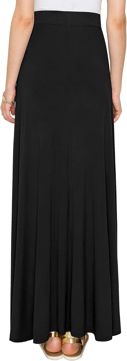 Lock and Love Women's Casual Comfy Stylish High Waist Flare Long Maxi Skirt – Available in Print & Solid Options