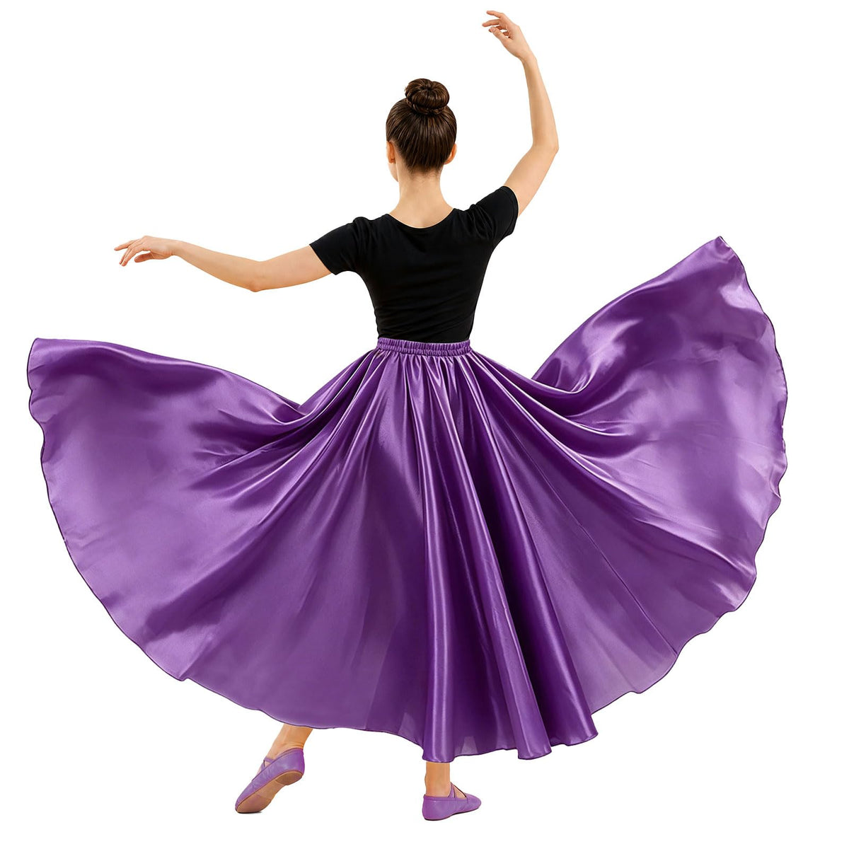 Womens Satin Long Maxi Dance Skirt with 360 & 540 Degrees for Performance Daily Wear