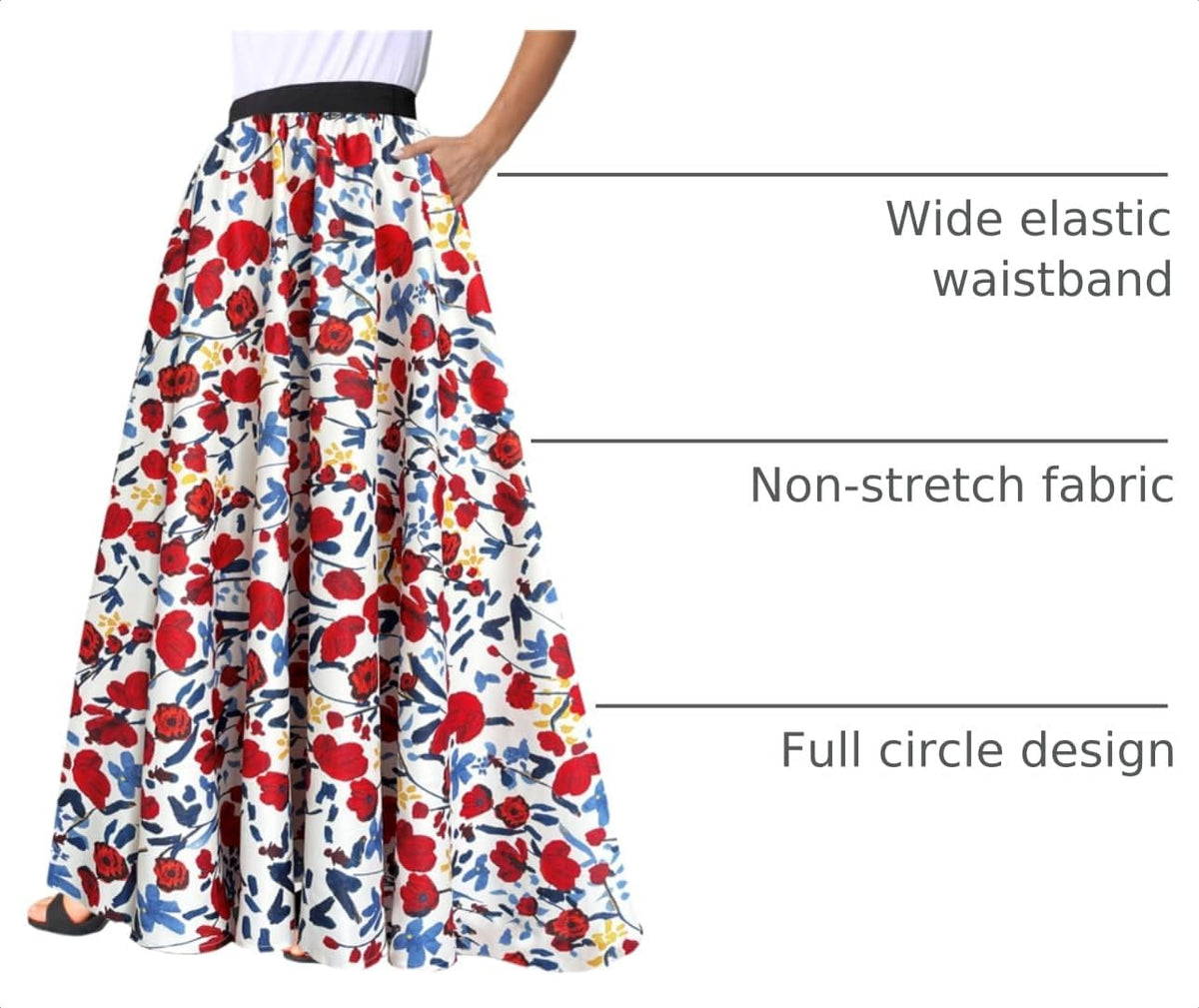 Afibi Women African Skirt Printed Ankara Maxi Skirt Dashiki Long Skirts with Pockets