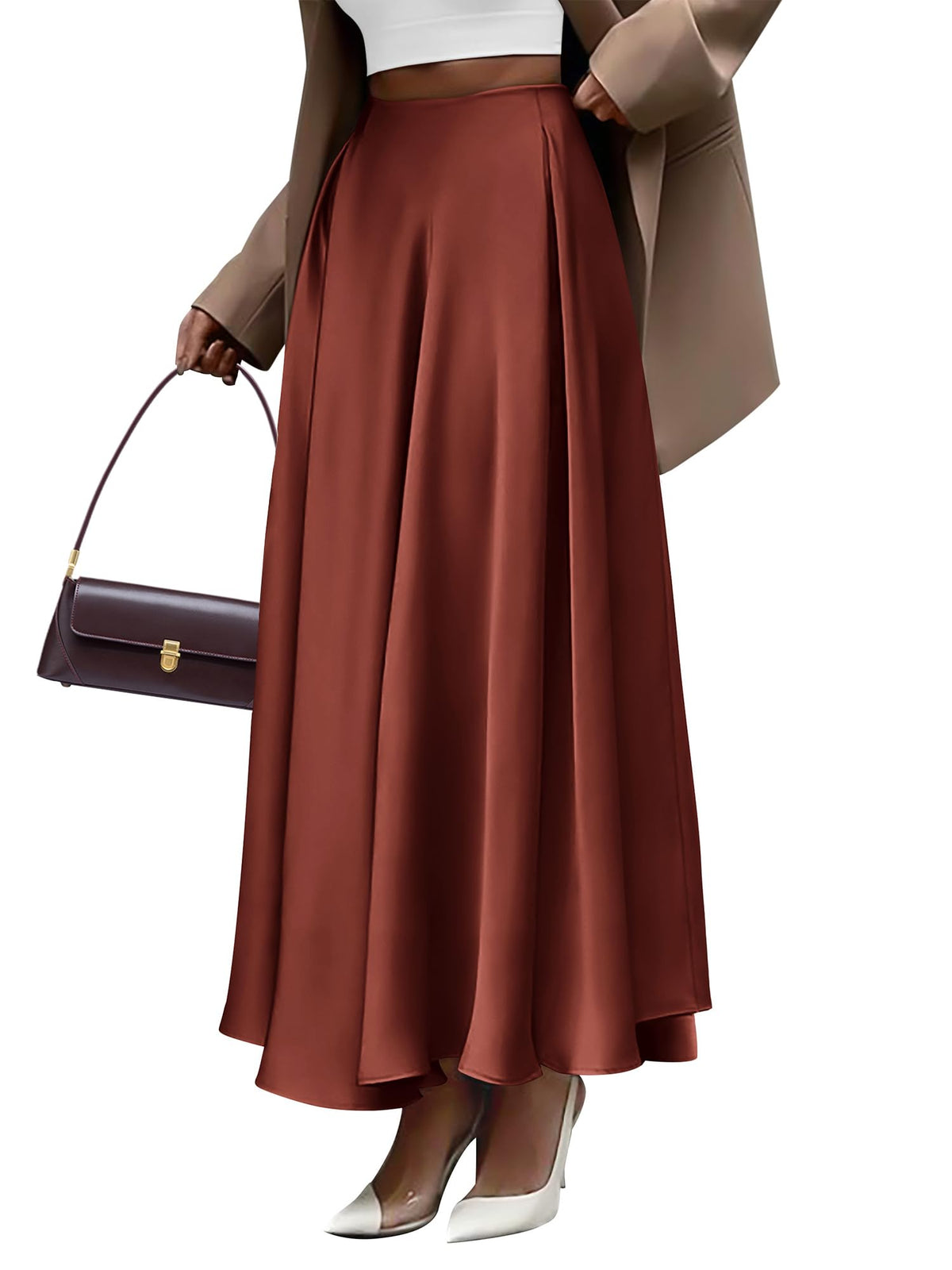 BTFBM Satin Maxi Skirts for Women Fall 2026