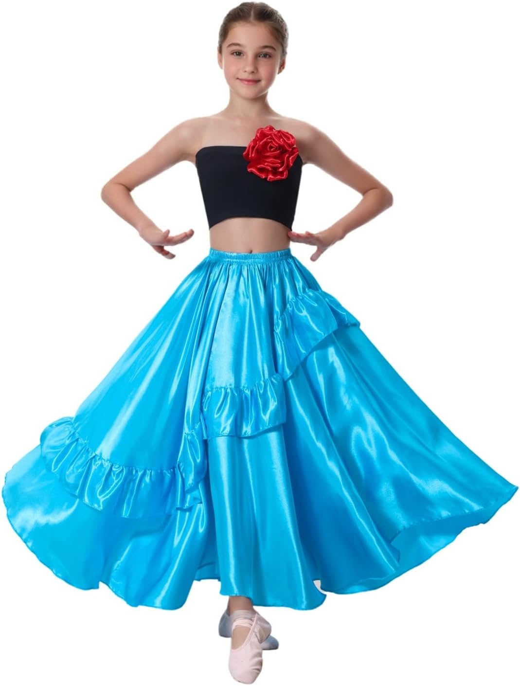 SANCAN Girls Ruffle Style Dance Skirt