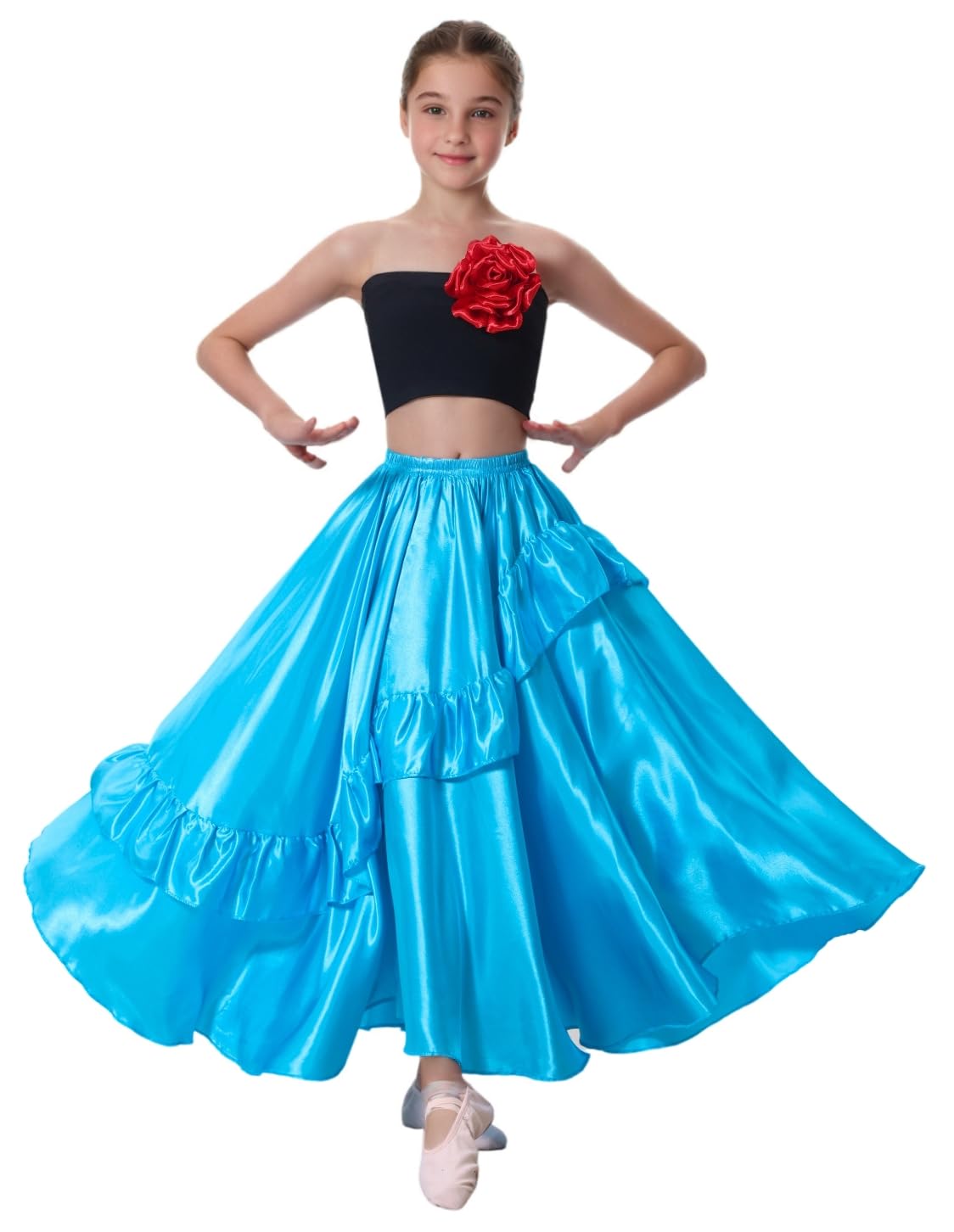 SANCAN Girls Ruffle Style Dance Skirt