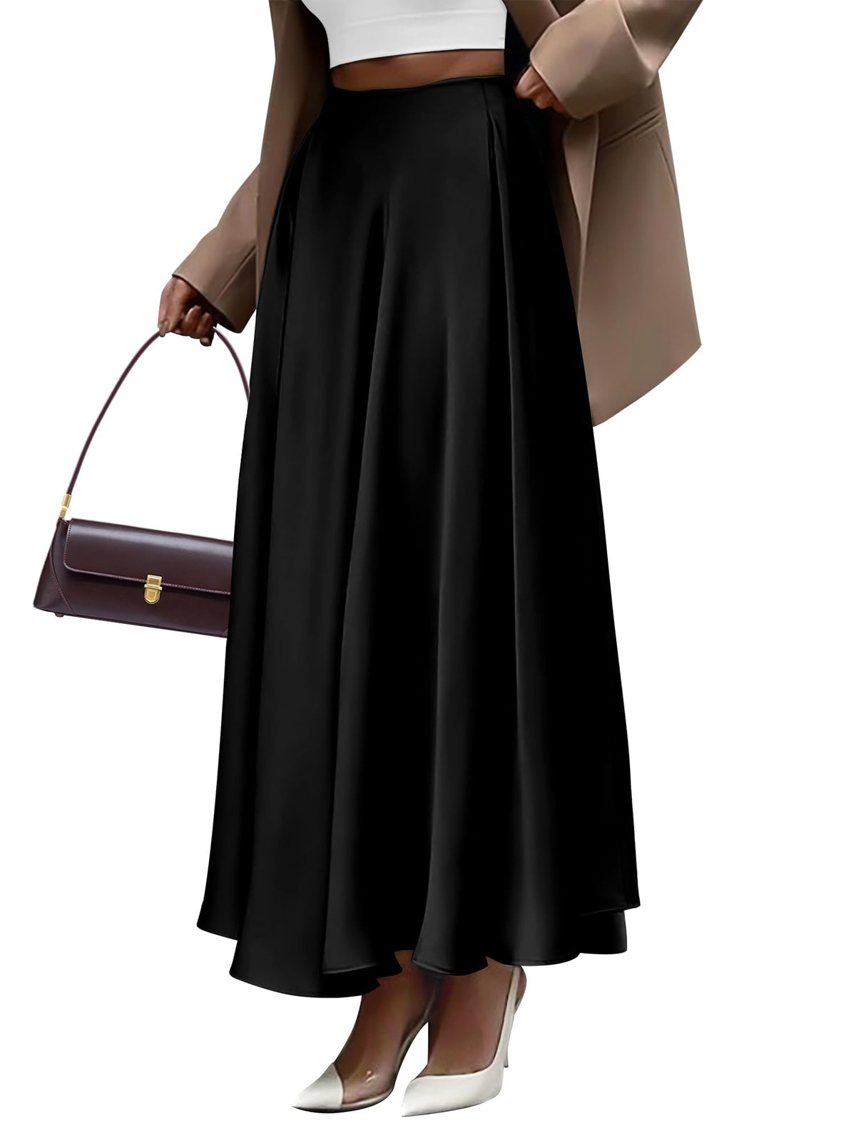 BTFBM Satin Maxi Skirts for Women Fall 2026
