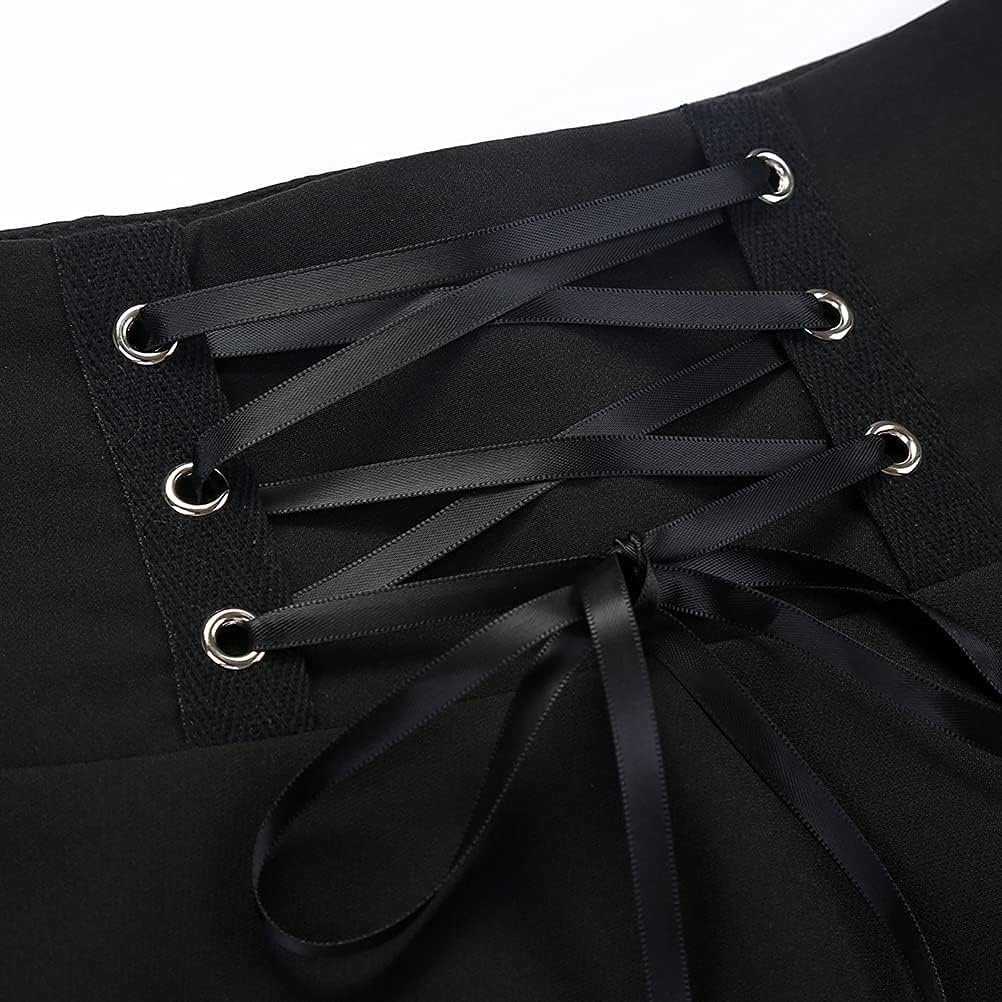 IDEALSANXUN Gothic Plaid Mini Skirts for Women Short High Waist Plaid Skirts