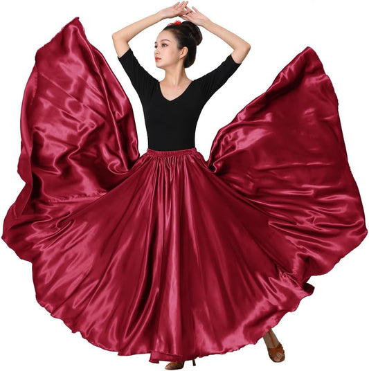 Womens Full Flowy Ankle Length Retro Long Maxi Tea Dance Skirt